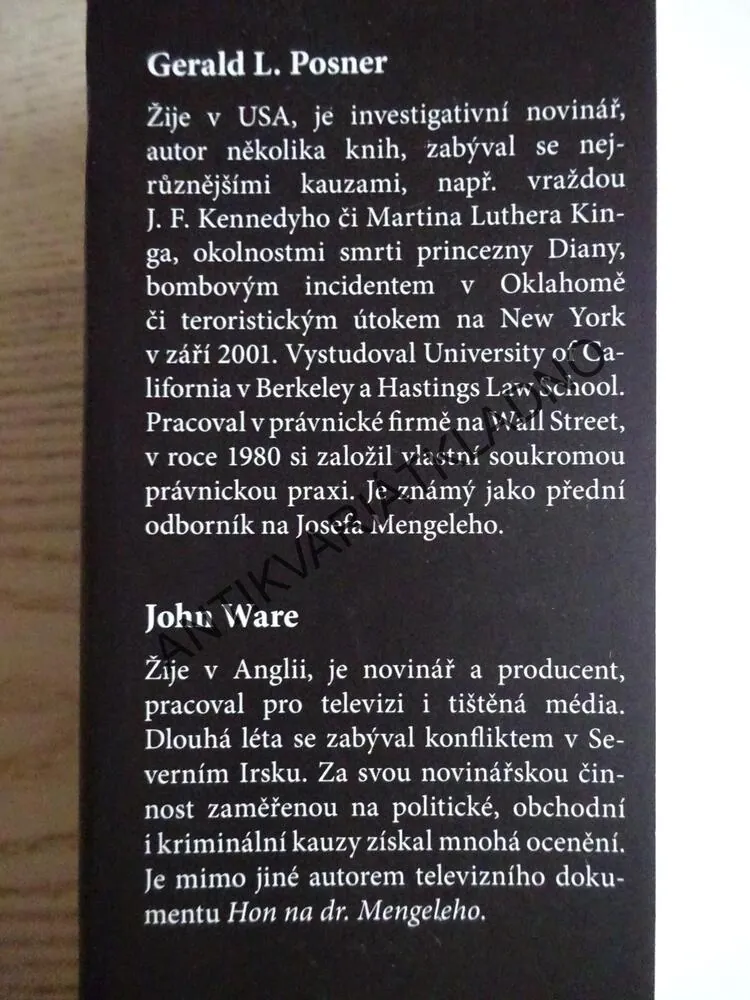 MENGELE, ANDĚL SMRTI, ÚPLNÝ ŽIVOTNÍ PŘÍBĚH, G.L.POSNER, J. WARE,**an