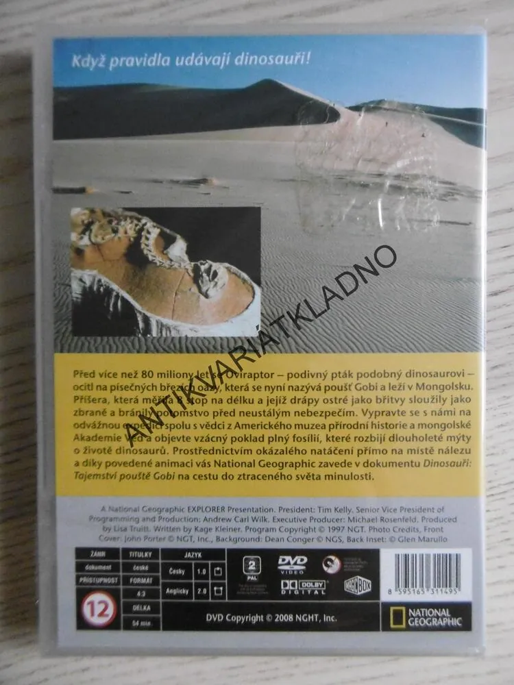 DINOSAUŘI: TAJEMSTVÍ POUŠTĚ GOBI, NATIONAL GEOGRAPHIC, DVD FILM DOKUMENT