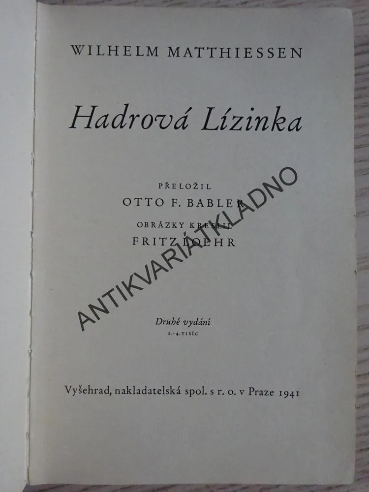 HADROVÁ LÍZINKA, WILHELM MATTHIESSEN, **an