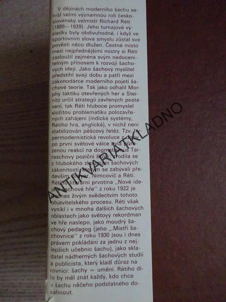RICHARD RÉTI, ŠACHOVÝ MYSLITEL, JAN KALENDOVSKÝ, **an