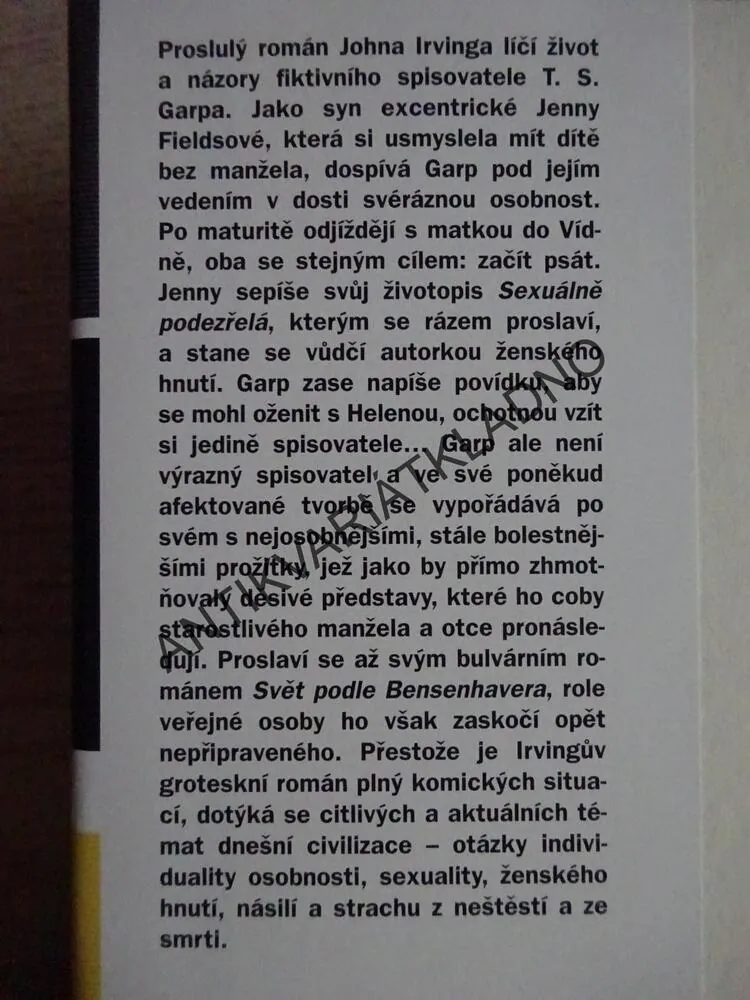 SVĚT PODLE GARPA, JOHN IRVING, **an
