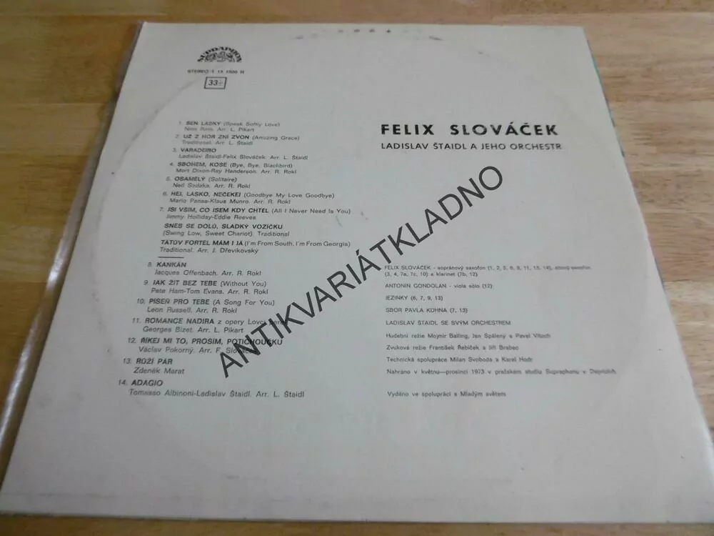 GRAMODESKA - FELIX SLOVÁČEK, LADISLAV ŠTAIDL A JEHO ORCHESTR