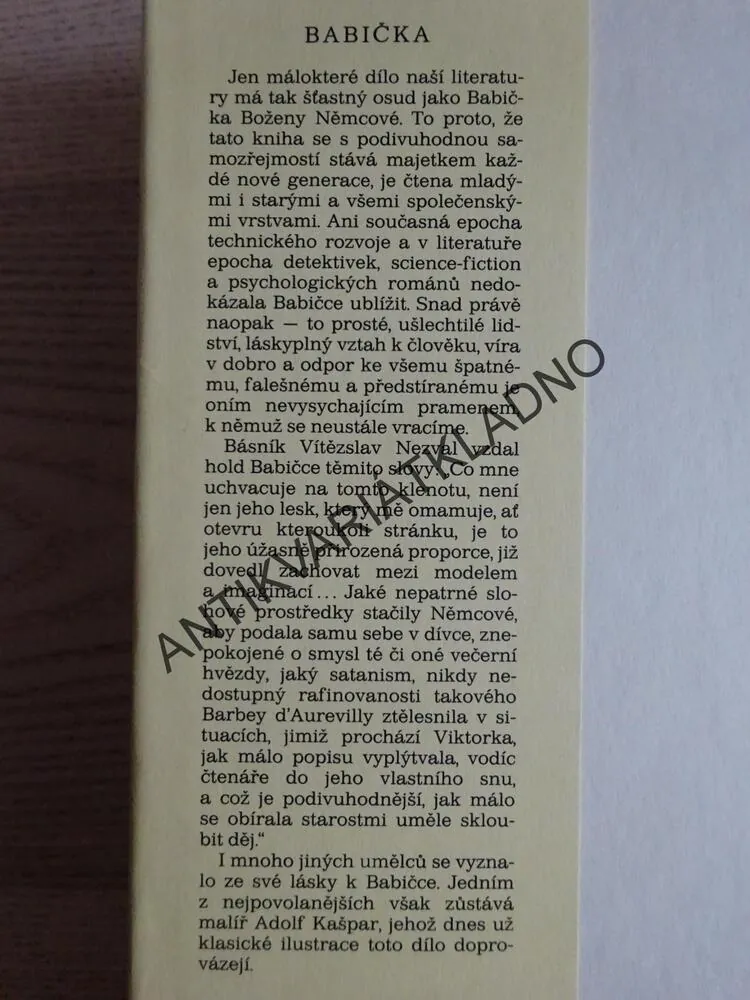 BABIČKA, BOŽENA NĚMCOVÁ, **an