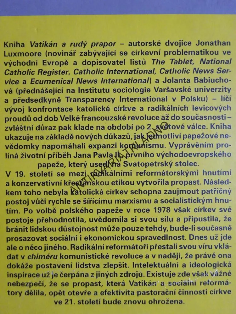 VATIKÁN A RUDÝ PRAPOR, JONATHAN LUXMOORE, JOLANTA BABIUCHOVÁ, **an