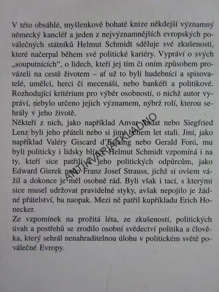 NA SPOLEČNÉ CESTĚ, VZPOMÍNKY A ÚVAHY, HELMUT SCHMIDT, **an