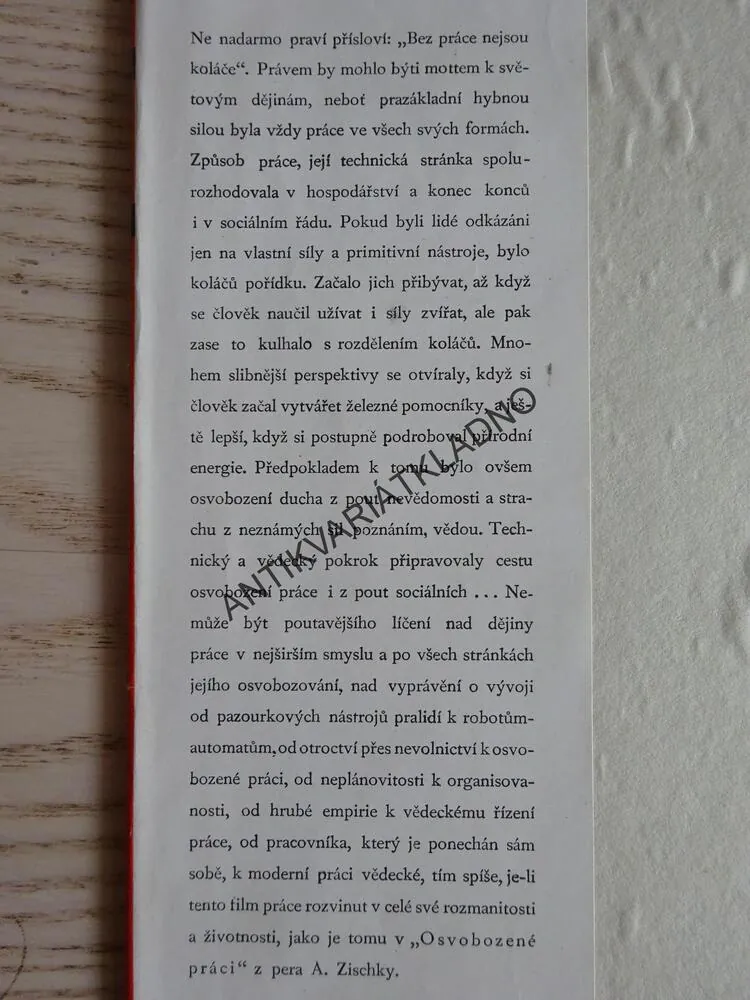 OSVOBOZENÁ PRÁCE, ANTON ZISCHKA, **an