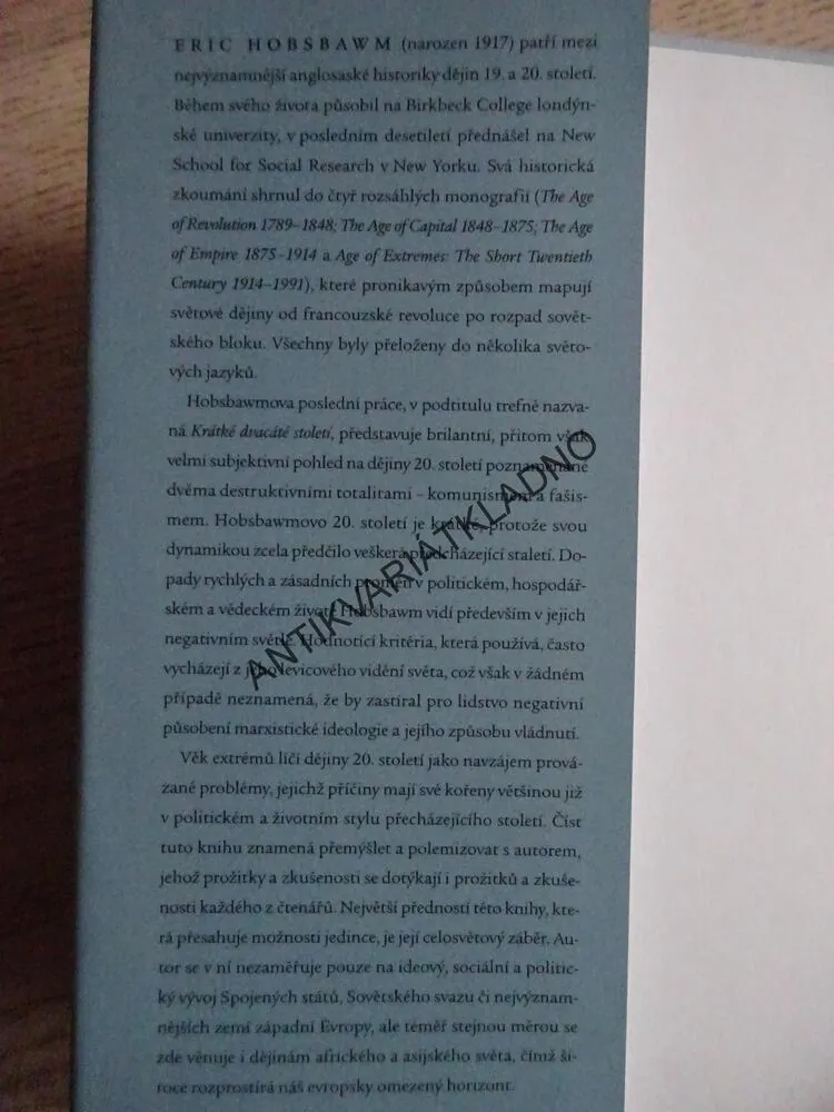 VĚK EXTRÉMŮ, KRÁTKÉ 20. STOLETÍ 1914-1991, ERIC HOBSBAWM, **an