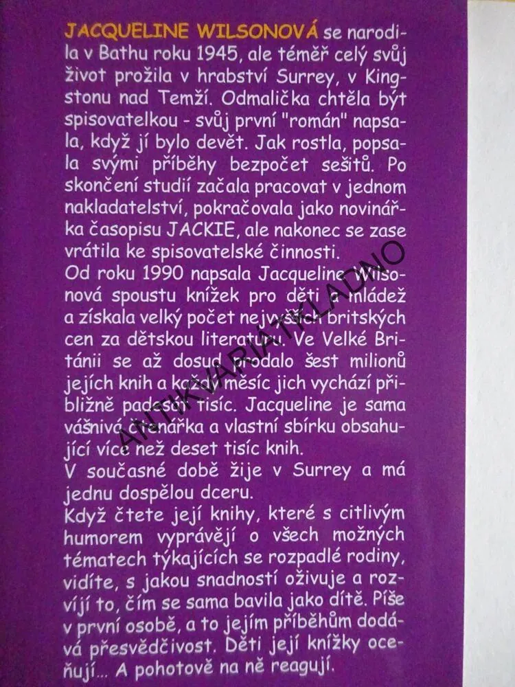 PRŮŠVIHÁŘKY, JACQUELINE WILSONOVÁ, **an
