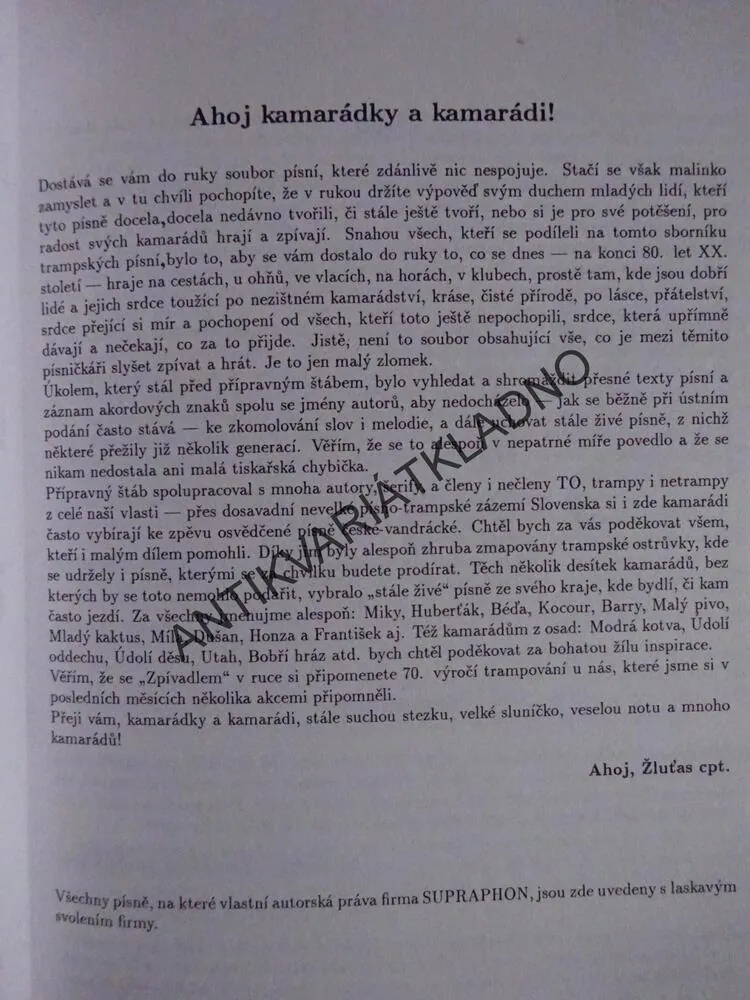 TRAMPSKÝ ZPĚVNÍK, ZPĚVNÍK, NOTY, TEXTY, **an