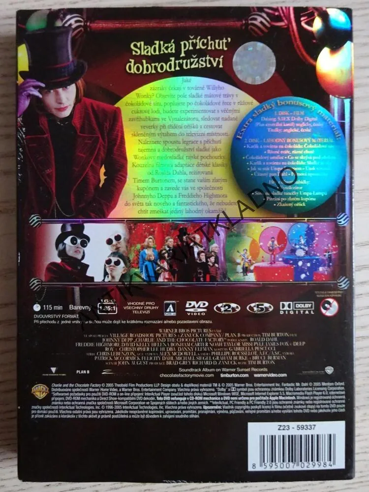 KARLÍK A TOVÁRNA NA ČOKOLÁDU, DVD FILM