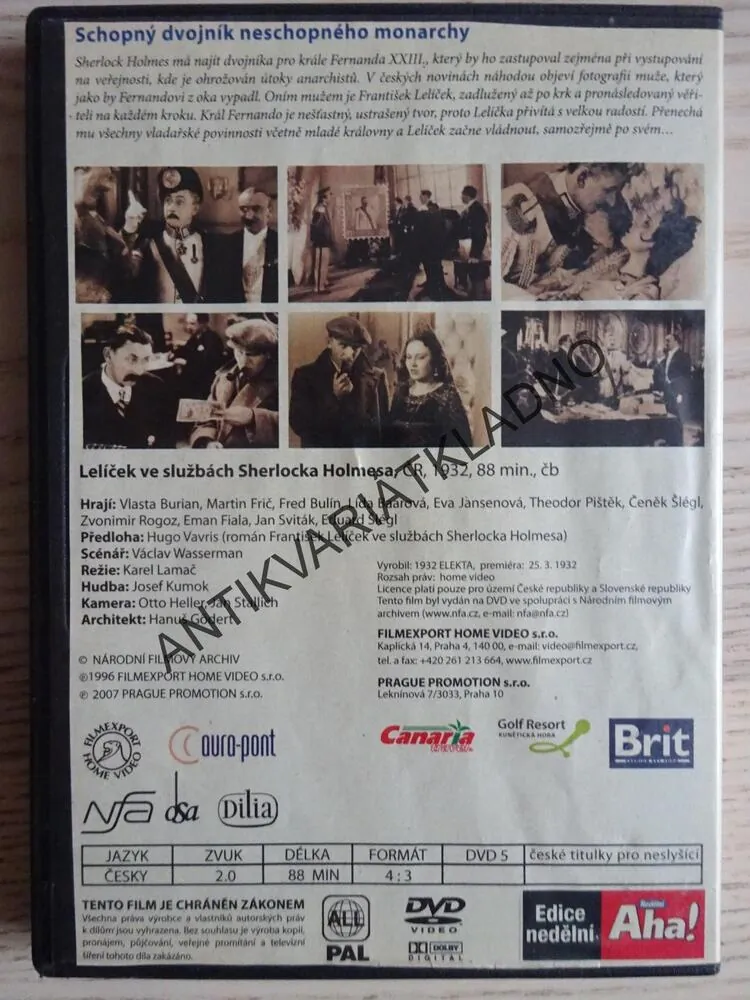 LELÍČEK VE SLUŽBÁCH SHERLOCKA HOLMESE, DVD FILM ČR