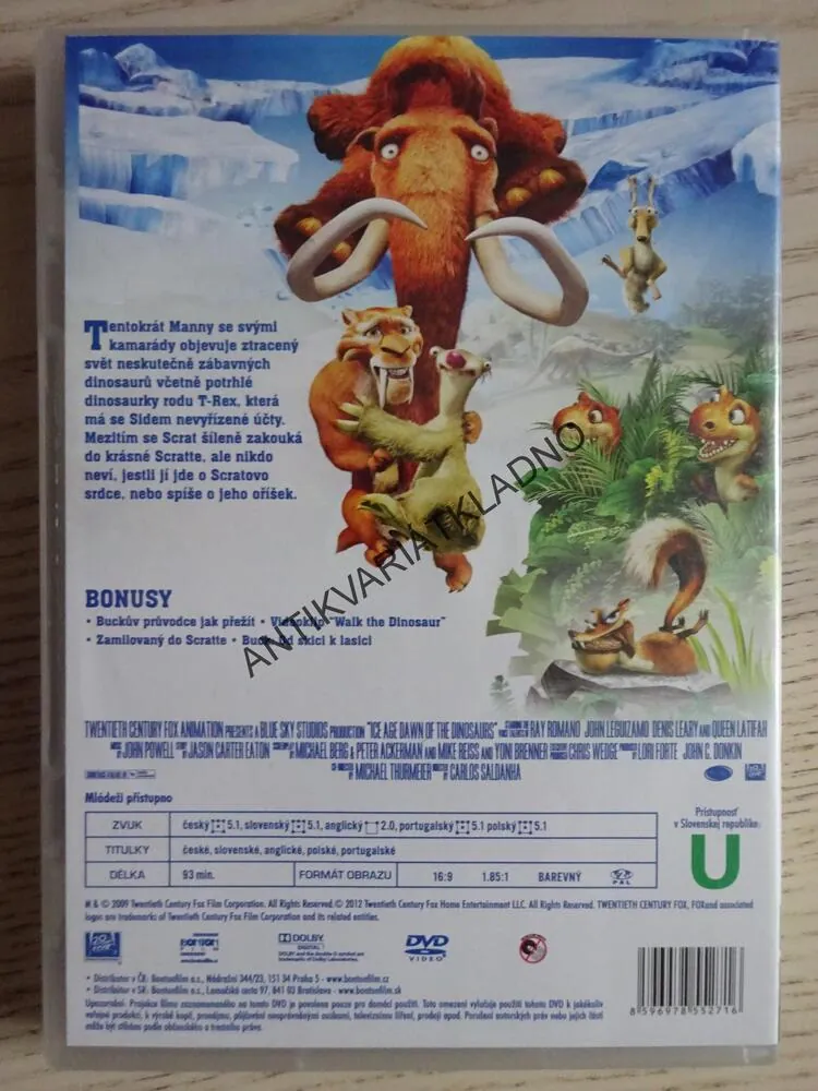 DOBA LEDOVÁ 3, ÚSVIT DINOSAURŮ, DVD FILM POHÁDKA