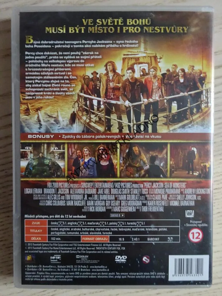 MOŘE NESTVŮR, PERCY JACKSON, DVD FILM