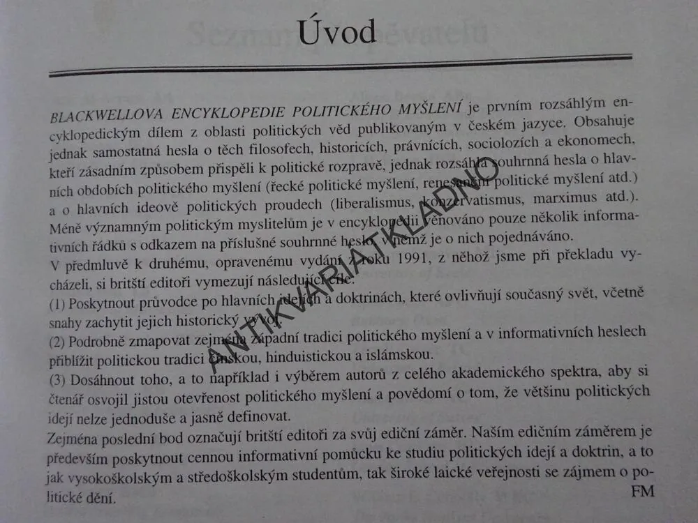 BLACKWELLOVA ENCYKLOPEDIE POLITICKÉHO MYŠLENÍ, DAVID MILLER A KOLEKTIV, **an