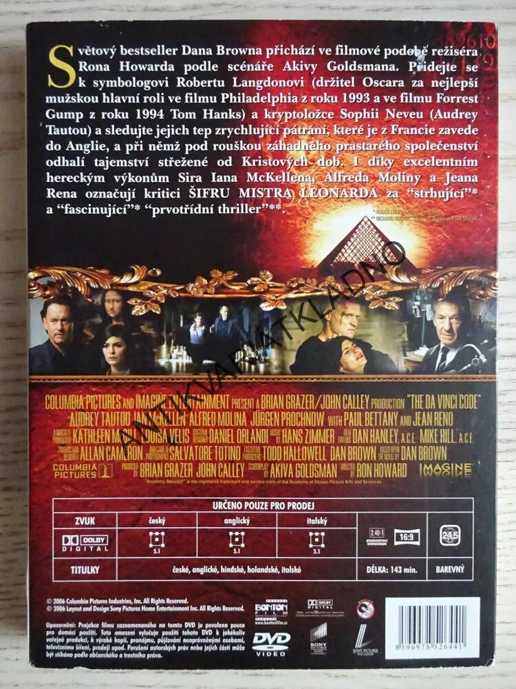 ŠIFRA MISTRA LEONARDA, TOM HANKS, DVD FILM