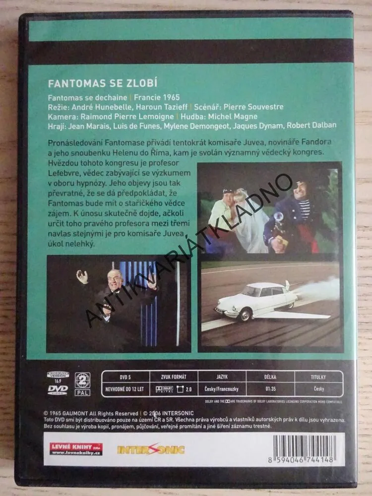 FANTOMAS SE ZLOBÍ, DVD FILM