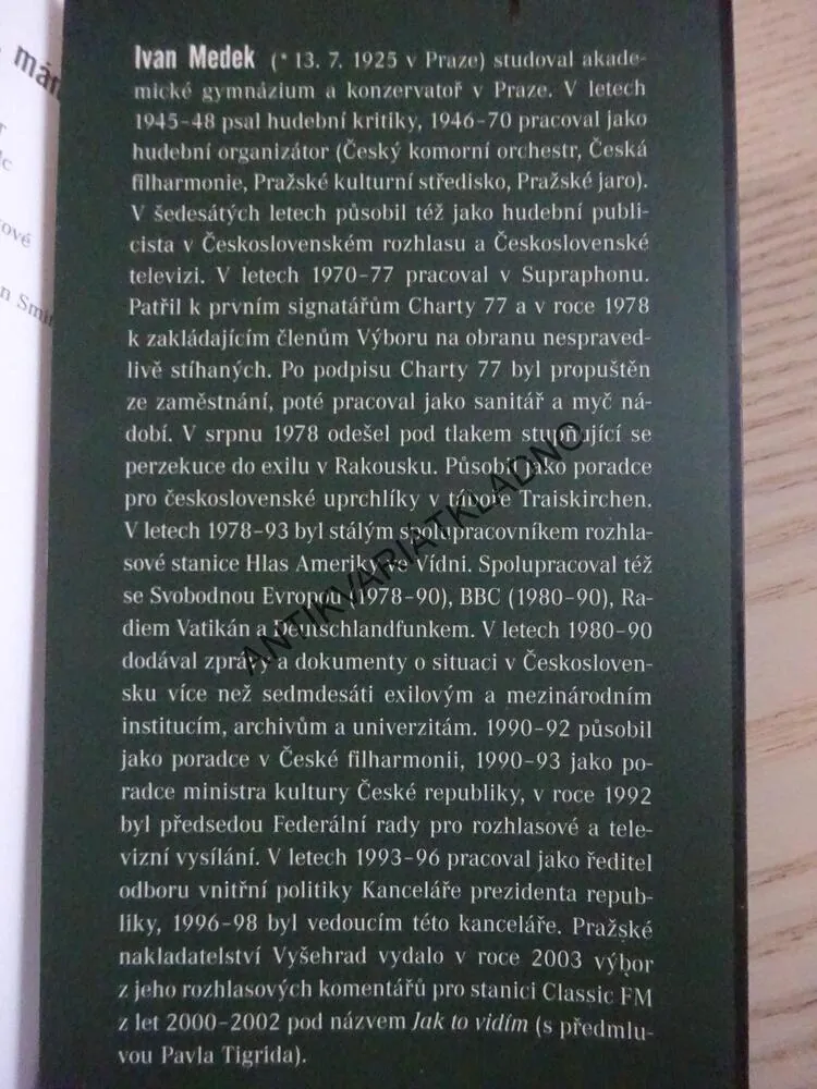 DĚKUJI, MÁM SE VÝBORNĚ, IVAN MEDEK, **an