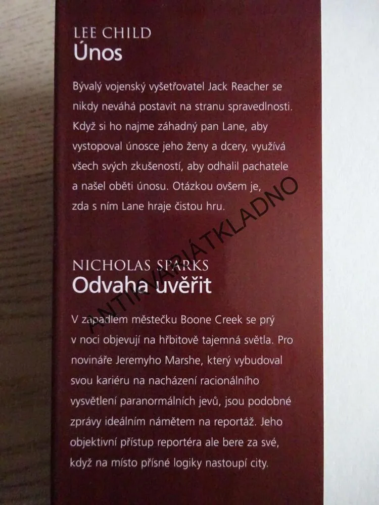 ÚNOS - CHILD, ODVAHA UVĚŘIT - SPARKS, JACQUOT A ANDĚL - O'BRIEN, MARLEY - GROGAN, **an