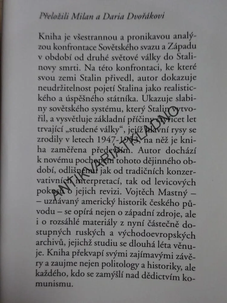 STUDENÁ VÁLKA A SOVĚTSKÝ POCIT NEJISTOTY, STALINOVA LÉTA 1947-53, VOJTĚCH MASTNÝ, **an