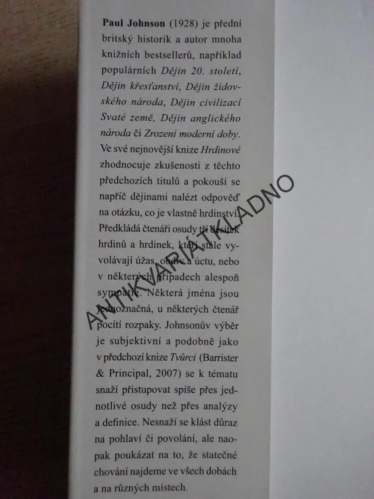 HRDINOVÉ, PAUL JOHNSON, **an