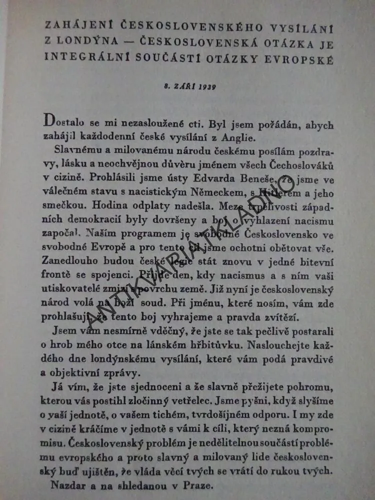 JAN MASARYK VOLÁ LONDÝN , **an