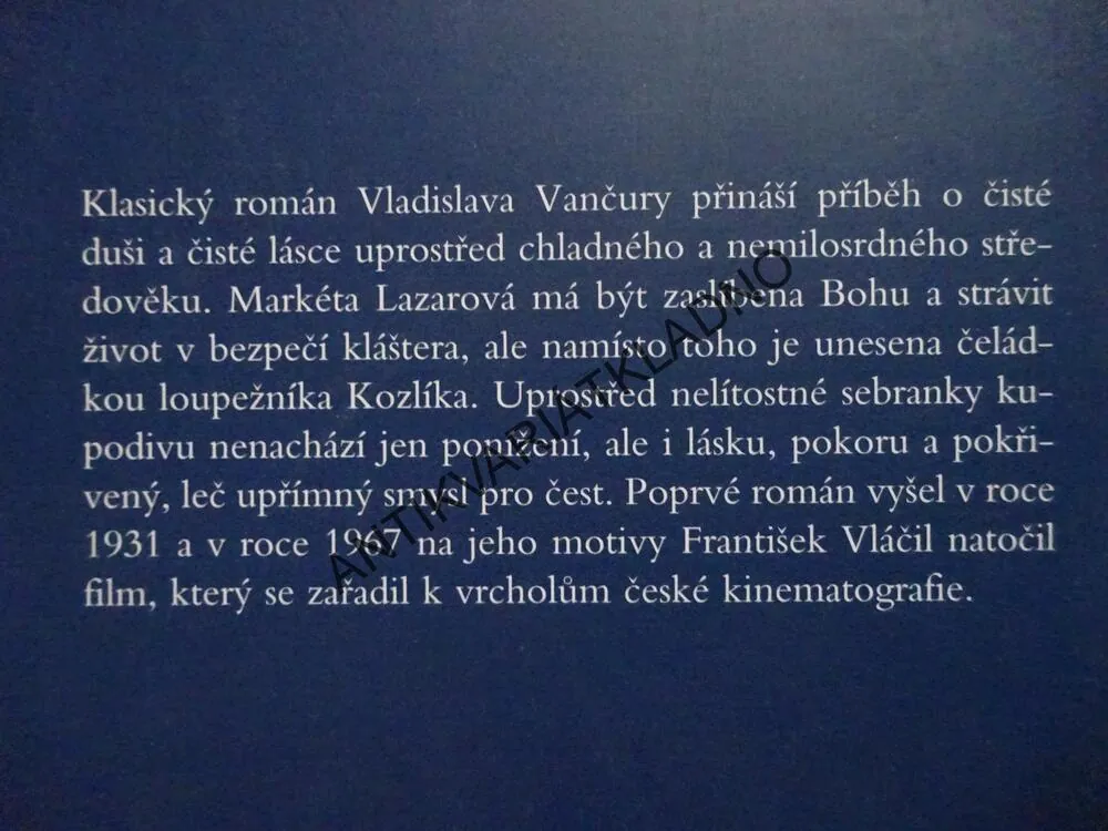 VLADISLAV VANČURA, MARKÉTA LAZAROVÁ, **an