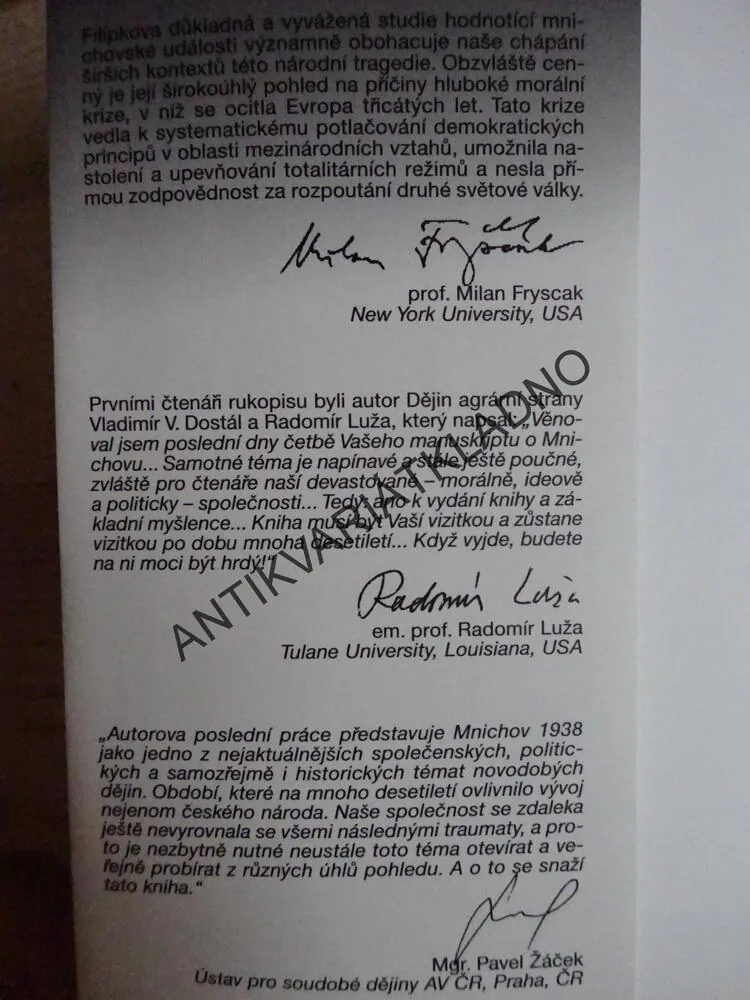 MNICHOV 1938: HRA O ČESKOSLOVENSKO, JAN FILÍPEK, **an