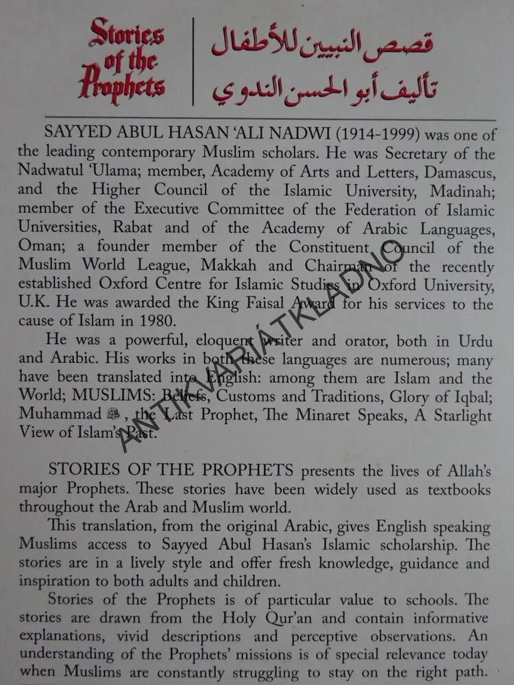 STORIES OF THE PROPHETS, SAYYED ABUL HASAN ALI NADWI, **an