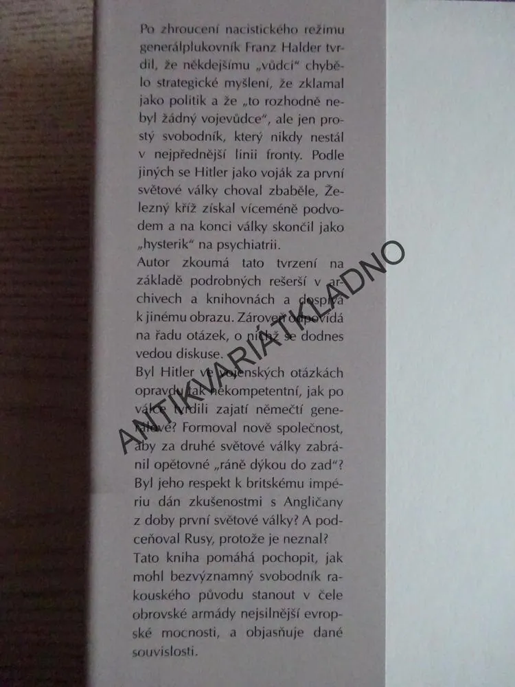 HITLER JAKO VOJEVŮDCE, HENRIK EBERLE, **an