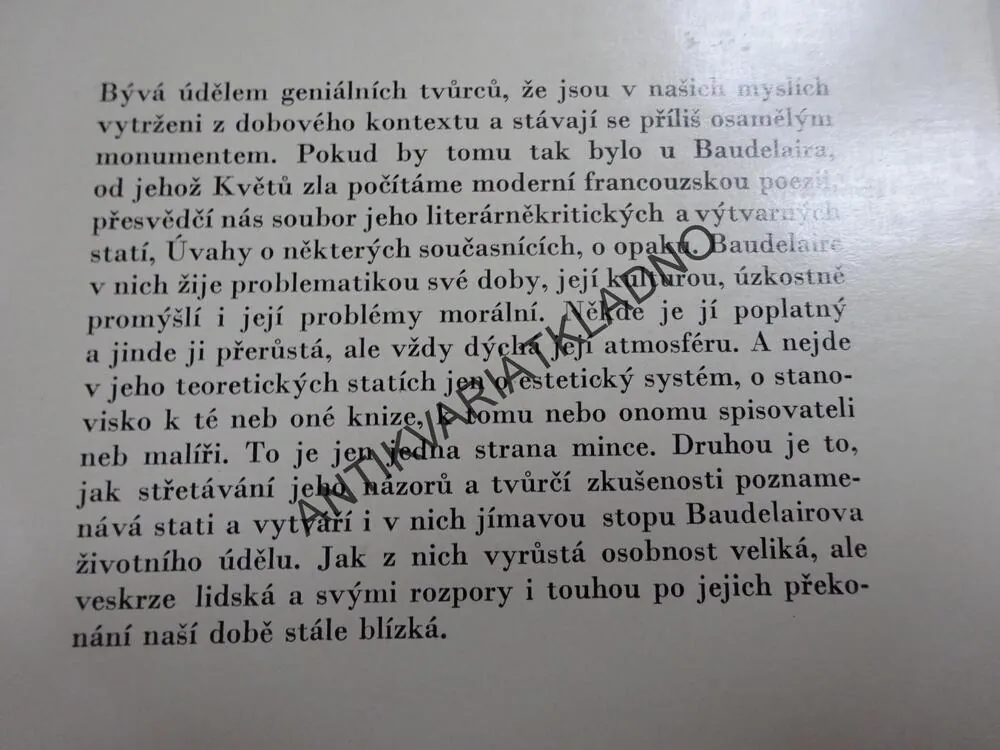 ÚVAHY O NĚKTERÝCH SOUČASNÍCÍCH, CHARLES BAUDELAIRE