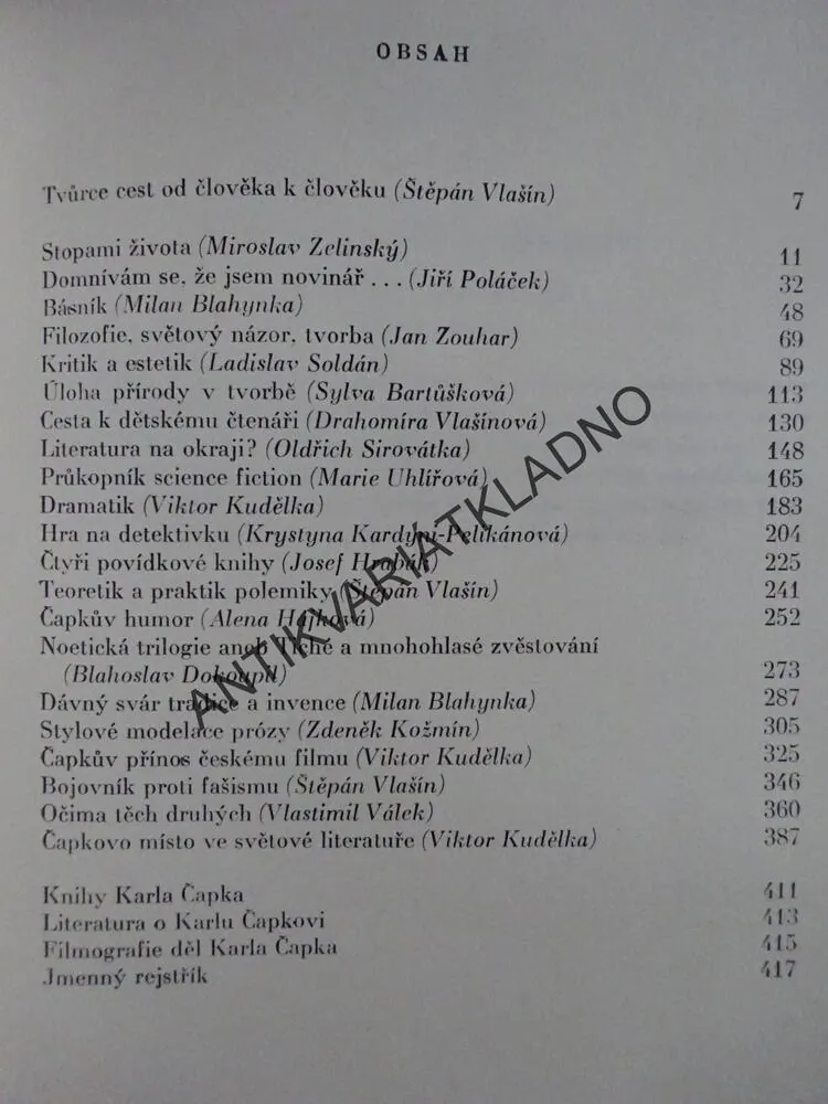 KNIHA O ČAPKOVI, ŠTĚPÁN VLAŠÍN A KOLEKTIV, **an