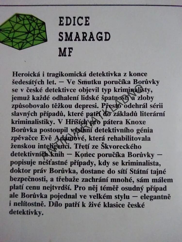 KONEC PORUČÍKA BORŮVKY, JOSEF ŠKVORECKÝ, **an
