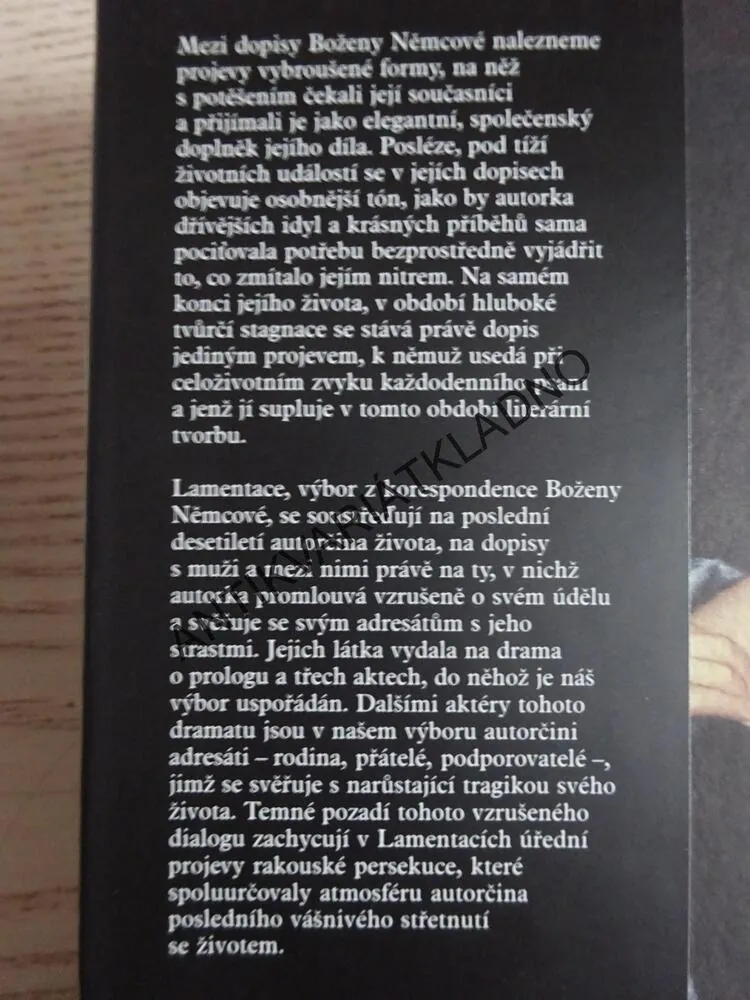 LAMENTACE, DOPISY MUŽŮM, BOŽENA NĚMCOVÁ