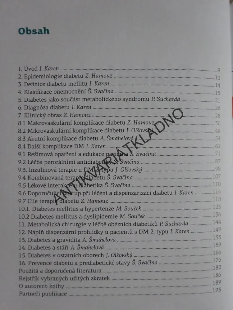 DIABETES MELLITUS V PRIMÁRNÍ PÉČI, IGOR KAREN, ŠTĚPÁN SVAČINA A KOLEKTIV, **an