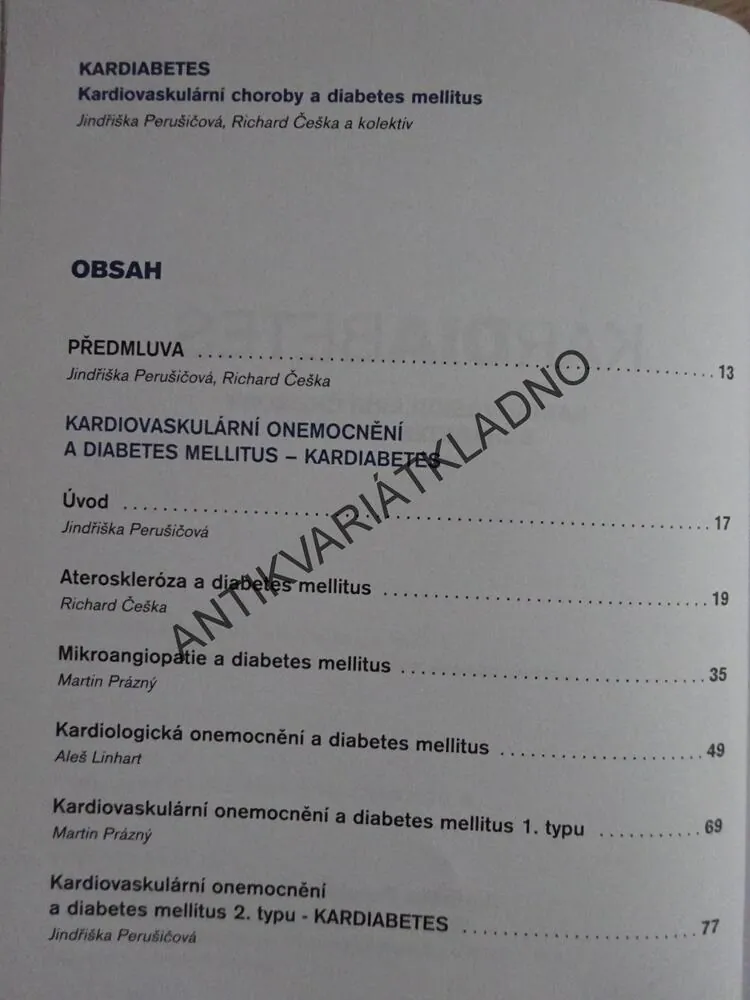KARDIABETTES, KARDIOVASKULÁRNÍ CHOROBY A DIABETES MELLITUS, JINDŘIŠKA PERUŠIČOVÁ, RICHARD ČEŠKA A KOLEKTIV, **an