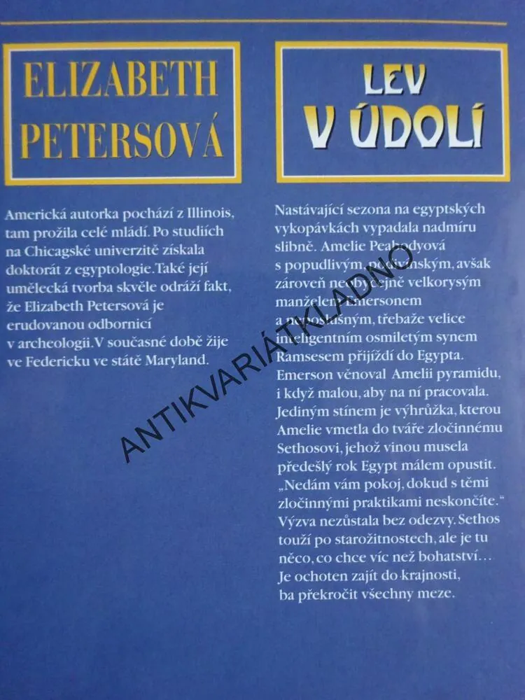 LEV V ÚDOLÍ, ELIZABETH PETERSOVÁ, **an