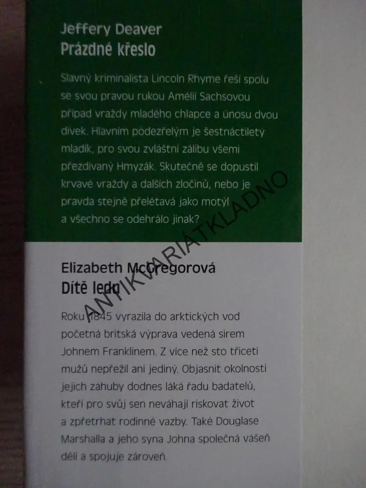 PRÁZDNÉ KŘESLO - DEAVER, DÍTĚ LEDU - MCGREGOROVÁ, JASNÝ CÍL - NICHOL, OBSERRVATOŘ - GRAYSONOVÁ, **an