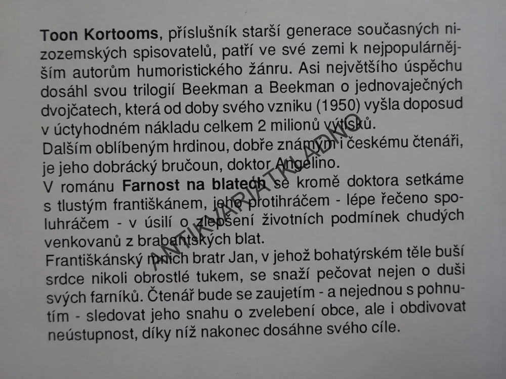 FARNOST NA BLATECH, TOON KORTOOMS, **an