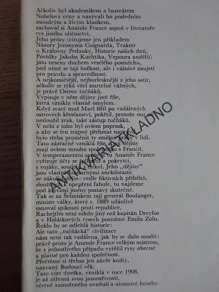 OSTROV TUČŇÁKŮ, ANATOLE FRANCE, **an