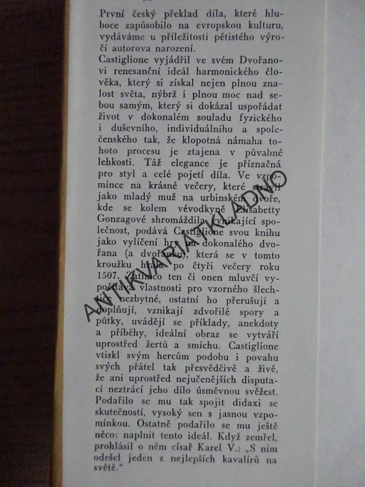 DVOŘAN, BALDASSARE CASTIGLIONE,