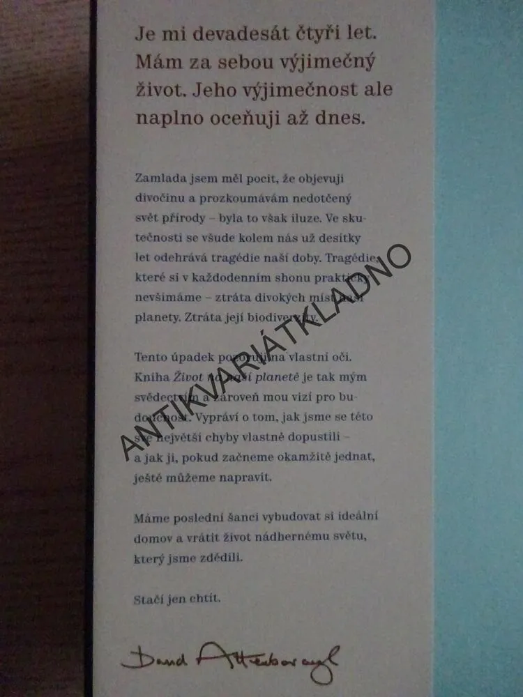 DAVID ATTENBOROUGH, MÉ SVĚDECTVÍ A VIZE PRO BUDOUCNOST, ŽIVOT NA NAŠÍ PLANETĚ, **an