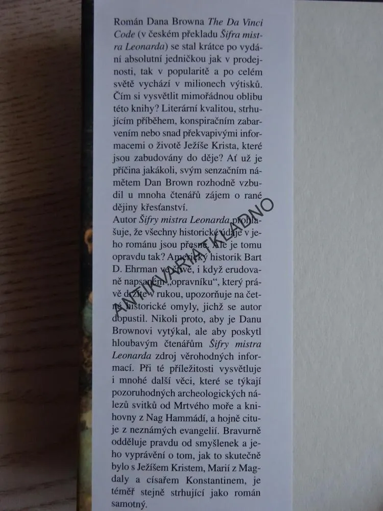 ŠIFRA MISTRA LEONARDA, PRAVDA A SMYŠLENKY, BART D. EHRMAN, **an