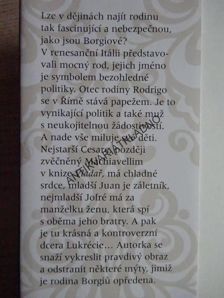 KRÁSA A KREV RODINY BORGIŮ, SARAH DUNANTOVÁ, **an