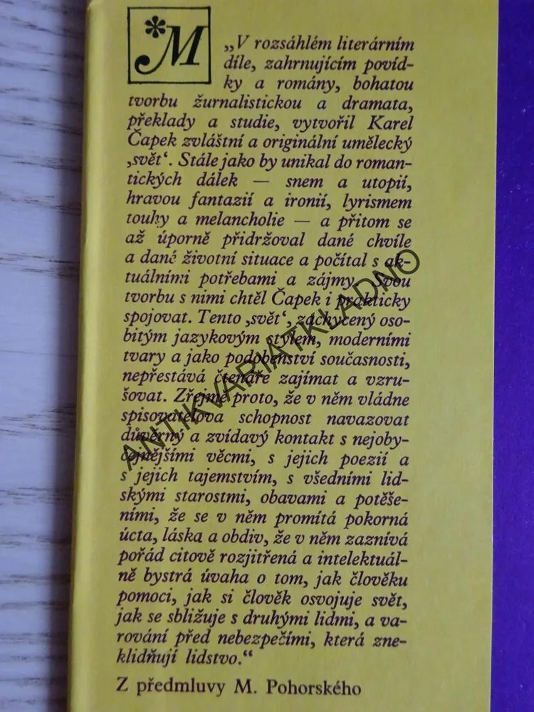 POZDRAVY, KAREL ČAPEK, **an