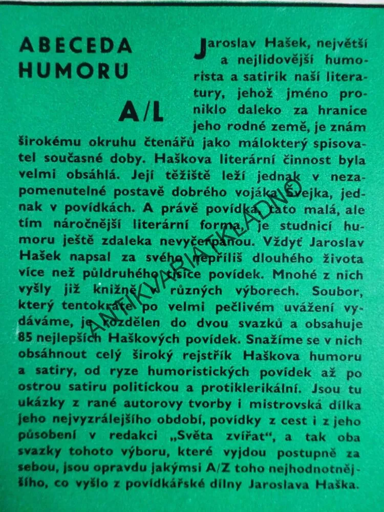 ABECEDA HUMORU A-L, M-Z, JAROSLAV HAŠEK, **an