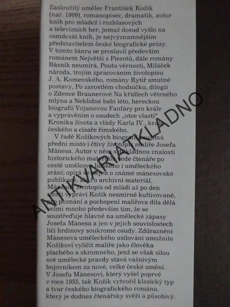 JOSEF MÁNES, FRANTIŠEK KOŽÍK, **an