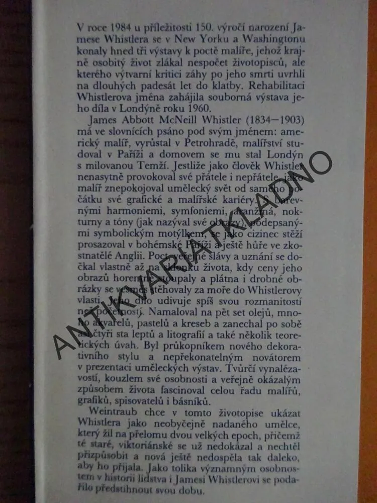 WHISTLER, ŽIVOT MALÍŘE, STANLEY WEINTRAUB, **an