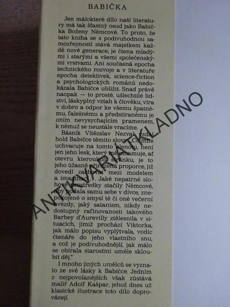 BABIČKA, BOŽENA NĚMCOVÁ, **an