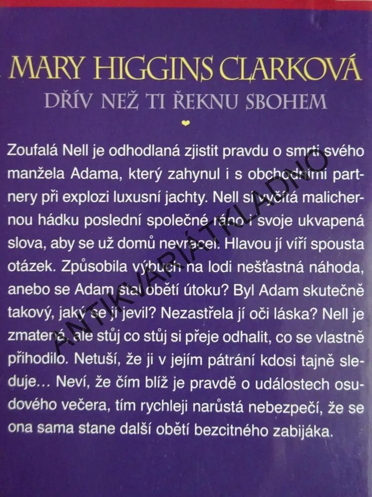 DŘÍV NEŽ TI ŘEKNU SBOHEM, MARY HIGGINS CLARKOVÁ, **an
