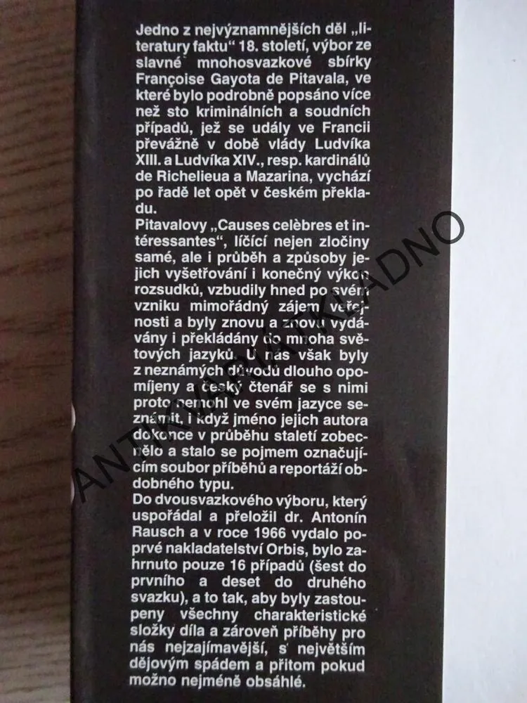 SLAVNÉ KRIMINÁLNÍ PŘÍPADY, FRANCOIS GAYOT DE PITAVAL, **an